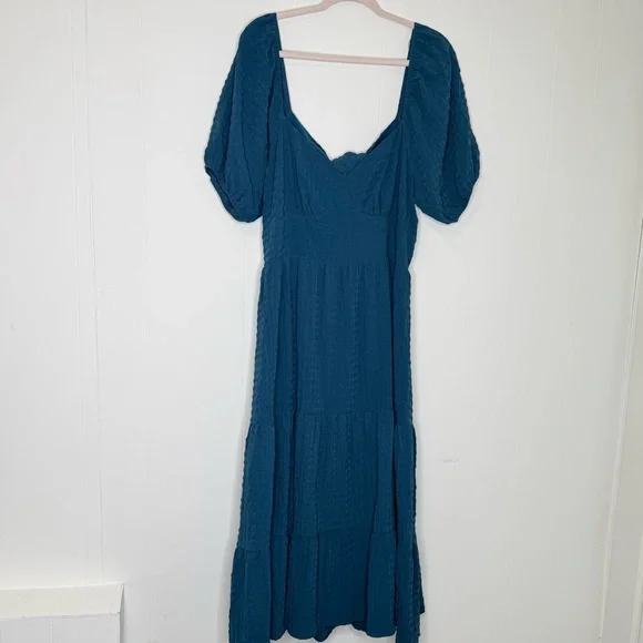 Arula Teal Midi Dress with Tie back - Picture 7 of 9